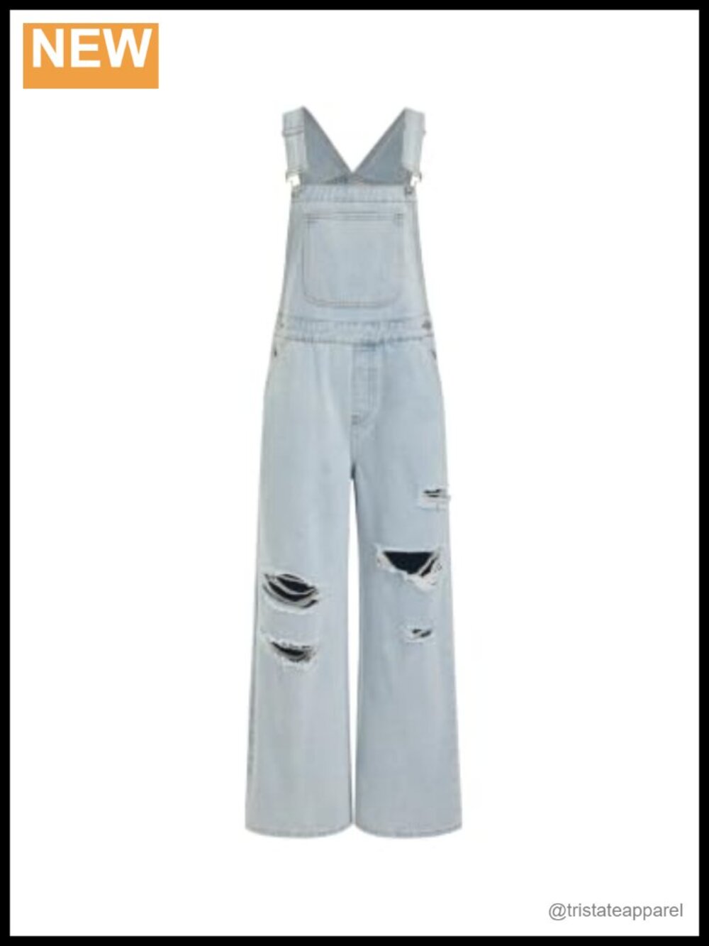 Ripped Wide Leg Denim Overalls Sleeveless Square Neck Y2K Jumpsuit